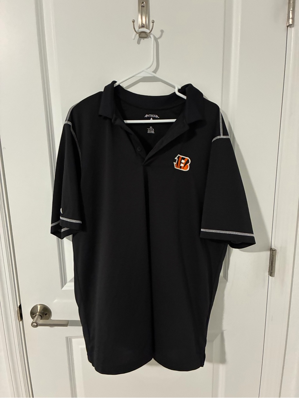 Antigua Black Men’s Polo with Orange & White Bengals Logo